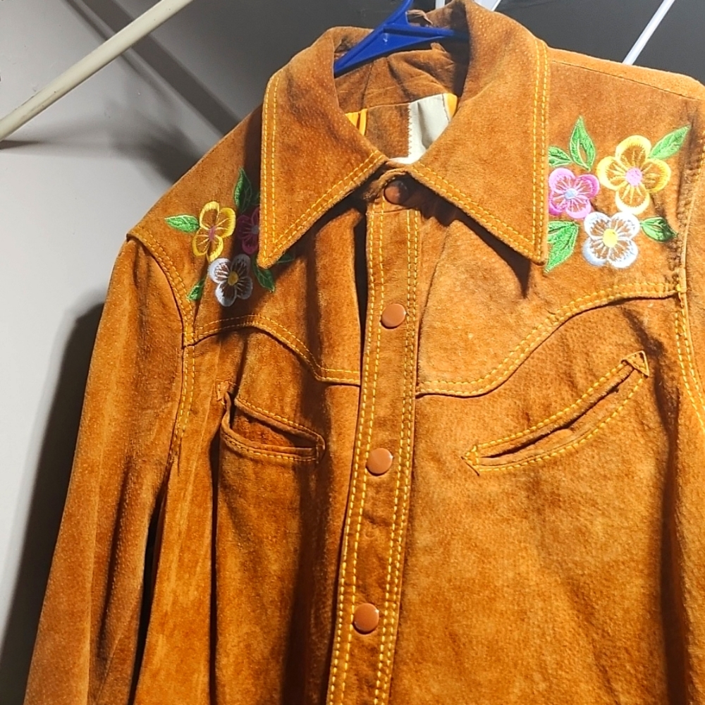 Vintage floral Leather Jacket